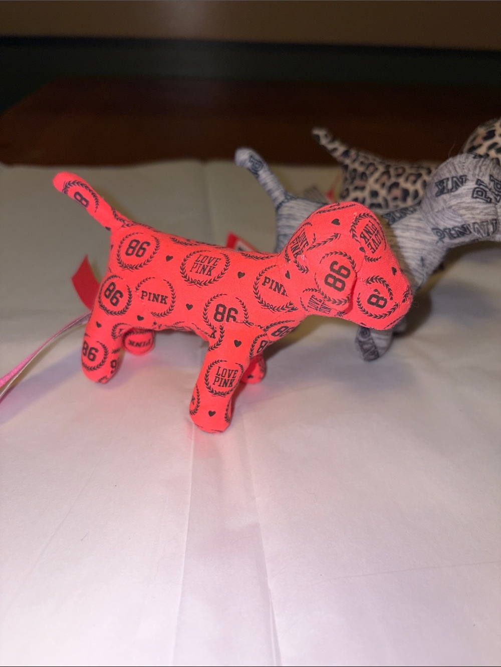 PINK Plush Dog Set in Pink Gray and Leopard Print - Picture 2 of 4